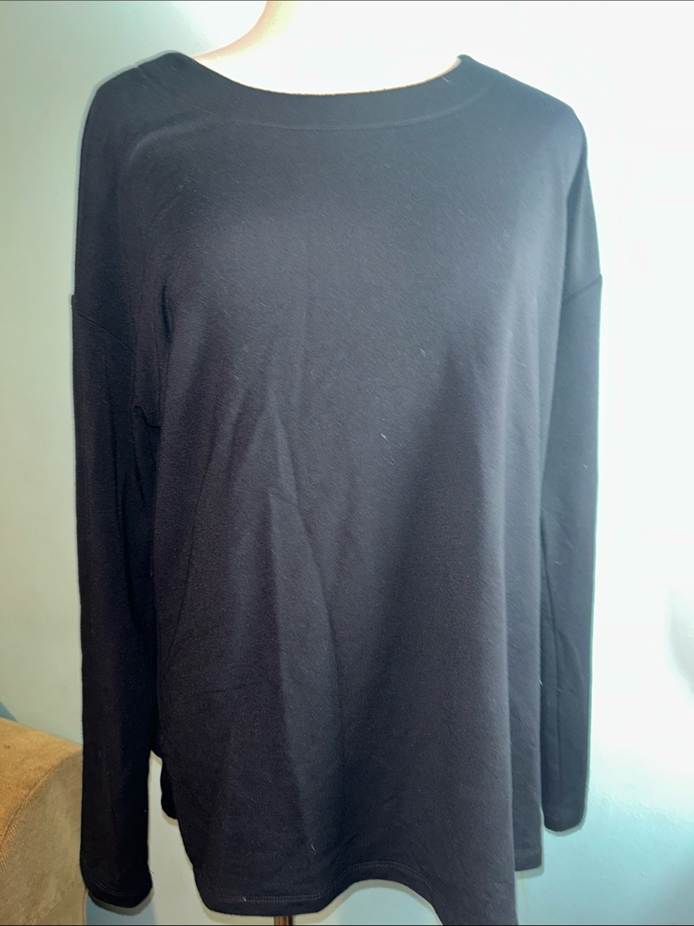 Banana Republic Black Long-Sleeve Crewneck Shirt